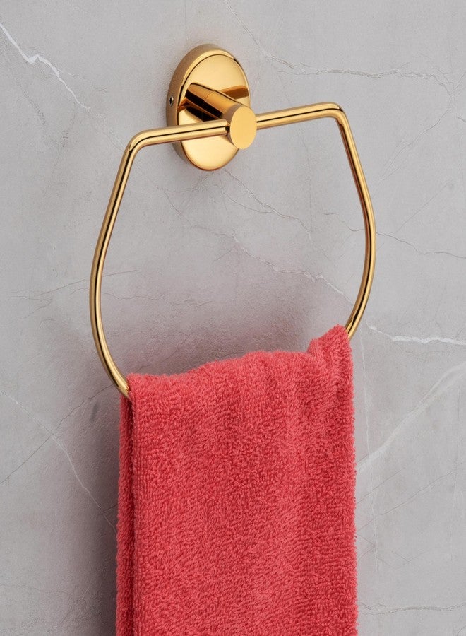 آي ستار حلقة مناشف دائرية من الفولاذ المقاوم للصدأ من الدرجة 202 من iSTAR | ملحقات حمام تُثبت على الحائط | حامل مناشف يد ومناديل متين للمطبخ، حوض الغسيل، المنزل والفنادق (ذهبي) - Image 1